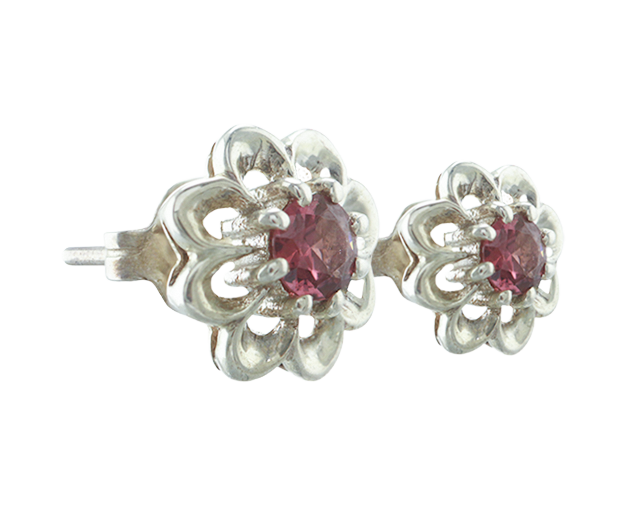 STERLING SILVER EARRING PAIR SET WITH 02 GARNETS

